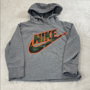 Nike Boys Gray Hoodie with Orange Camo Logo size 4